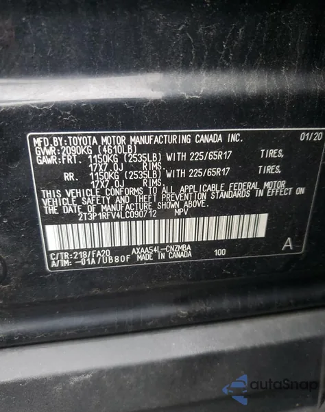 2020 Toyota Rav4 Xle from USA, damaged, VIN 2T3P1RFV4LC090712